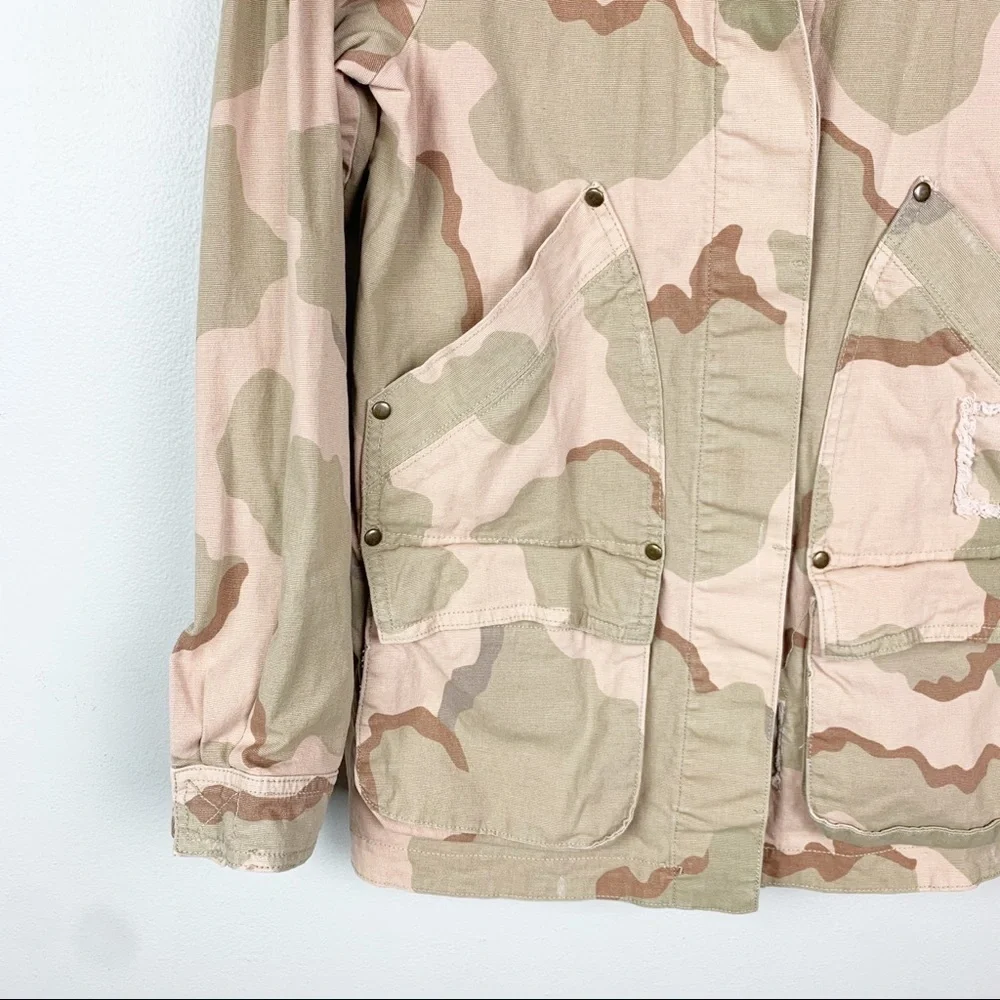 ANTHROPOLOGIE Lida Utility Jacket Pink Camo Oversized Cargo Boho Chic US S - Picture 8 of 13